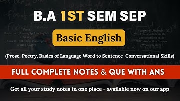 B.A. 1st Sem SEP Basic English | Complete Notes & Important Questions with Answers