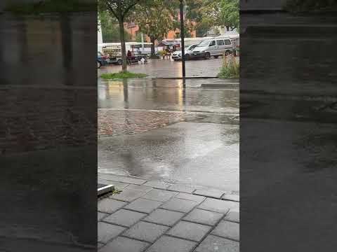 صوت مطر غزير في احد شوازع زيوريخ سويسرا تامل و استرخاء