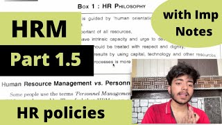 1.5 - HR Policies | Sem 2 BCom Hons DU Important questions Notes 2024
