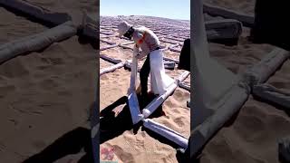 Workers use sandbags to prevent sand erosion #tools #shorts #viral