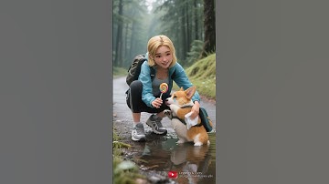 Monkey Pushes Corgi Downhill — But Only One Gets Candy! 🐶🍭🐒  #cutdog #cartoon #monkey #cute #corgi