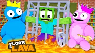 Monster School vs RAINBOW FRIENDS FLOOR IS LAVA Challenge - Minecraft Animation