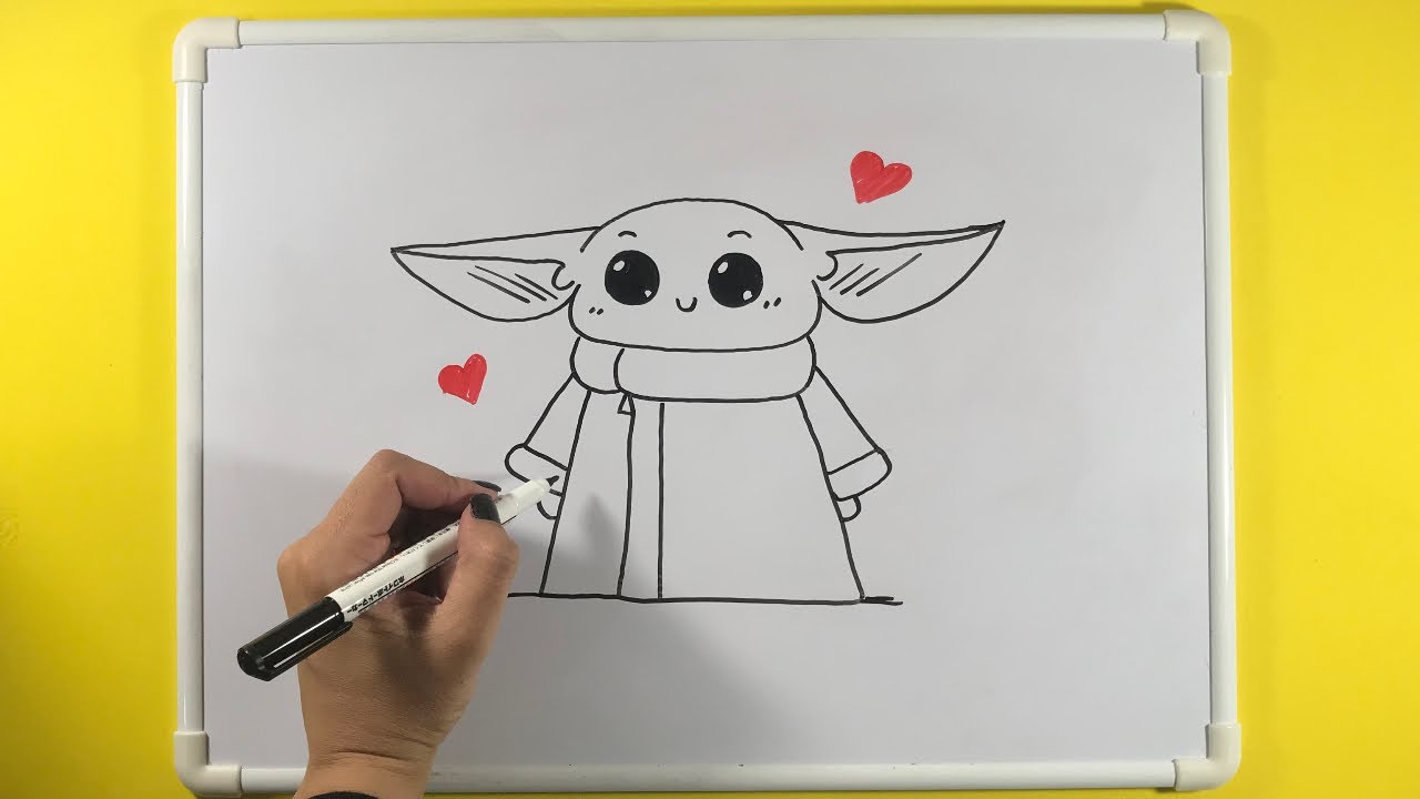 como desenhar o baby yoda super fácil | cri4rt & crafts - YouTube