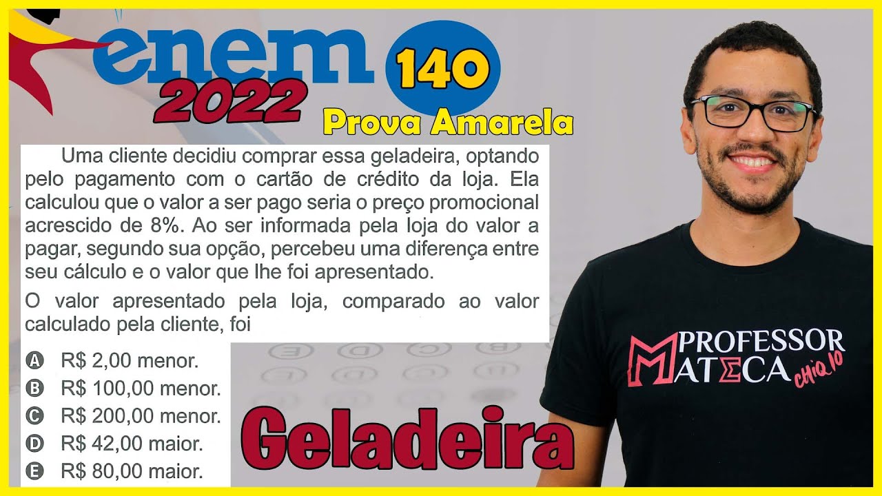 Questão 140 (Prova Amarela) Matemática ENEM 2022 | Porcentagem ...