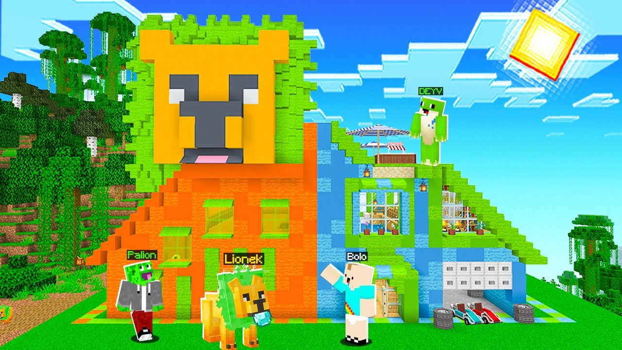 POŁOWA DOMU PALION i LIONEK vs DEYV i BOLO w Minecraft!