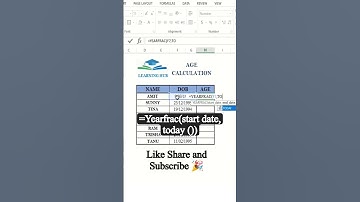 Age Calculation in Excel #shorts #shortsviral #youtubeshorts  #trending #exceltutorial