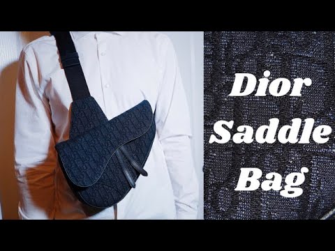 Christian Dior Black Oblique Canvas Leather Pochette Saddle