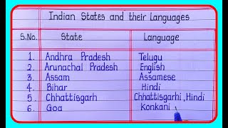 Indian States and Their Languages/States and languages in india in english with brief explanation
