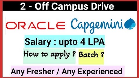 Oracle and Capgemini off campus drive Hiring l 2022 /2021 /2020/ Any fresher or Any Experienced l