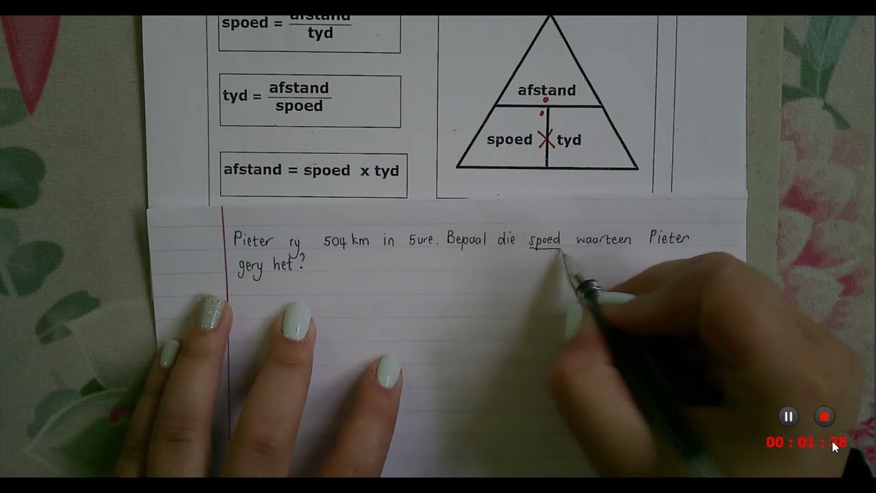 Graad 8 & 9 Koers Afstand, Spoed en Tyd