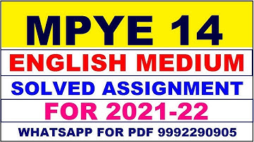 MPYE 14 Solved Assignment 2021-22 in ENGLISH,  Whatsapp For Pdf  9992290905.