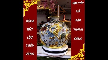 ✅Bình hút lộc Mã Đáo Thành Công dát vàng men rạn đắp nổi - gốm sứ Hải Long Bát Tràng
