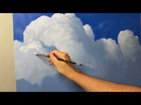 Painting big clouds in acrylic. Come learn how to paint with me. Check the link below!