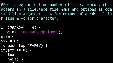 Count number of lines,words,characters in a file using Perl programming. ex2