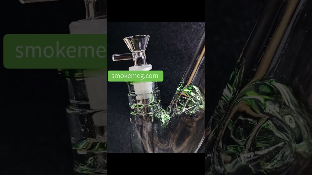 16″ 9mm Green Straight Tube Thick Glass Bong