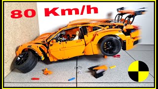 Lego 42056 CRASH 🚨 80 KM/H 🚨 Lego car crash test - Lego Technic Porsche 911