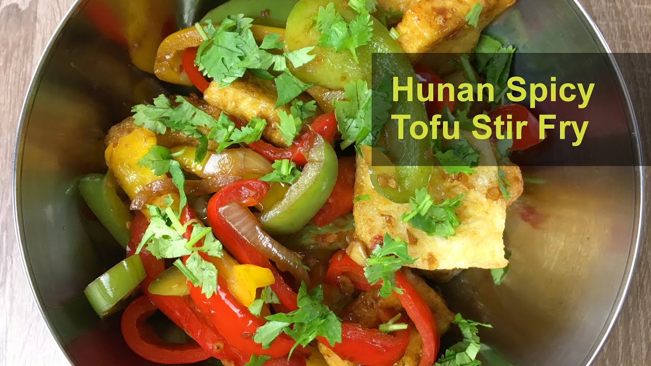 Stir fry firm Tofu in duojiao chili sauce vegan authentic Hunan recipe