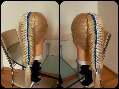 Плетение кос с двумя лентами видео уроки