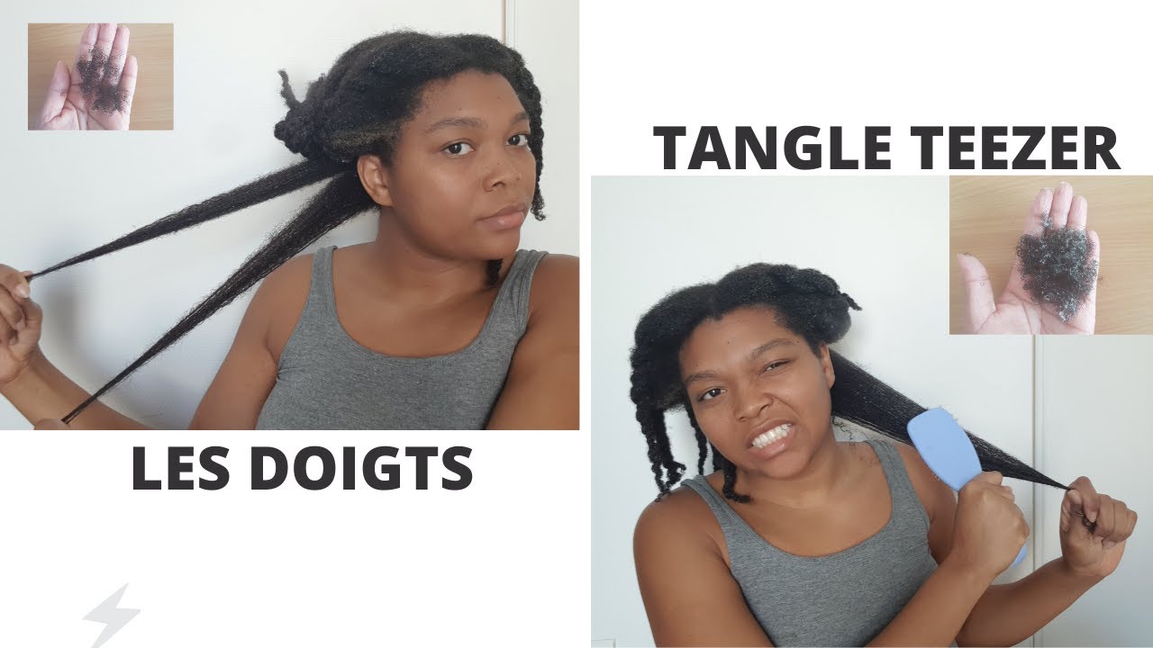 ✴Episode 4 : Démêlage des cheveux crépus après le masque l Les doigts VS la tangle teezer