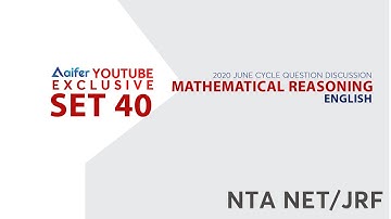 Previous Year Questions Of UGC NTA NET June 2020 Examination | MATHEMATICAL REASONING | SET 40