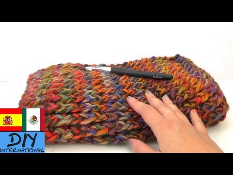Bufanda colorida corrida, con ganchillo - Cómo hacer una bufanda ( español)