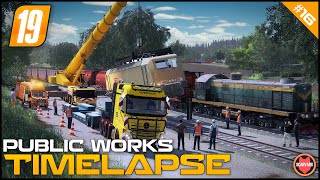 🚧 Transporting & Moving Train, Using Crane Liebherr LTM1300 ⭐ FS19 Les Plaines Ardennaises Timelapse screenshot 5