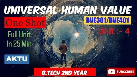 Universal Human Values (UHV) Unit :-4 One Shot Video Full Explanation AKTU BVE301/401 B.Tech 2nd Yr!