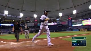 OAK@TB: Beckham tees off for a solo home run