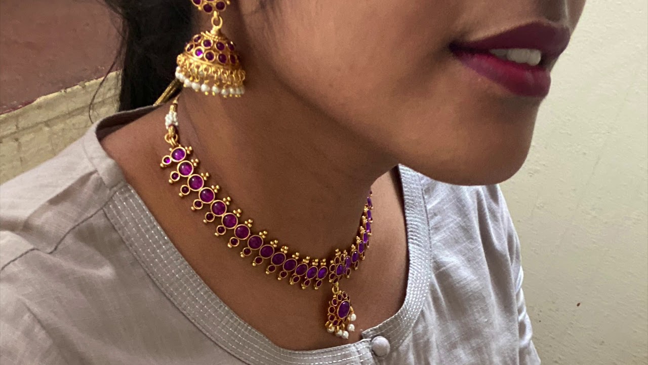 South Indian jewelry set Purple stone set Bridal jewelry Amazing