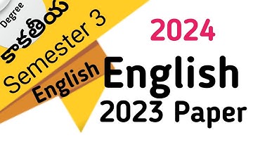 Kakatiya University Degree Semester 3 I KU UG SEM 3 English 2023 Paper for 2024