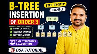 B-Tree Insertion of Order 3 || B-Tree Example || Data Structures & Algorithms || DSA Tutorial