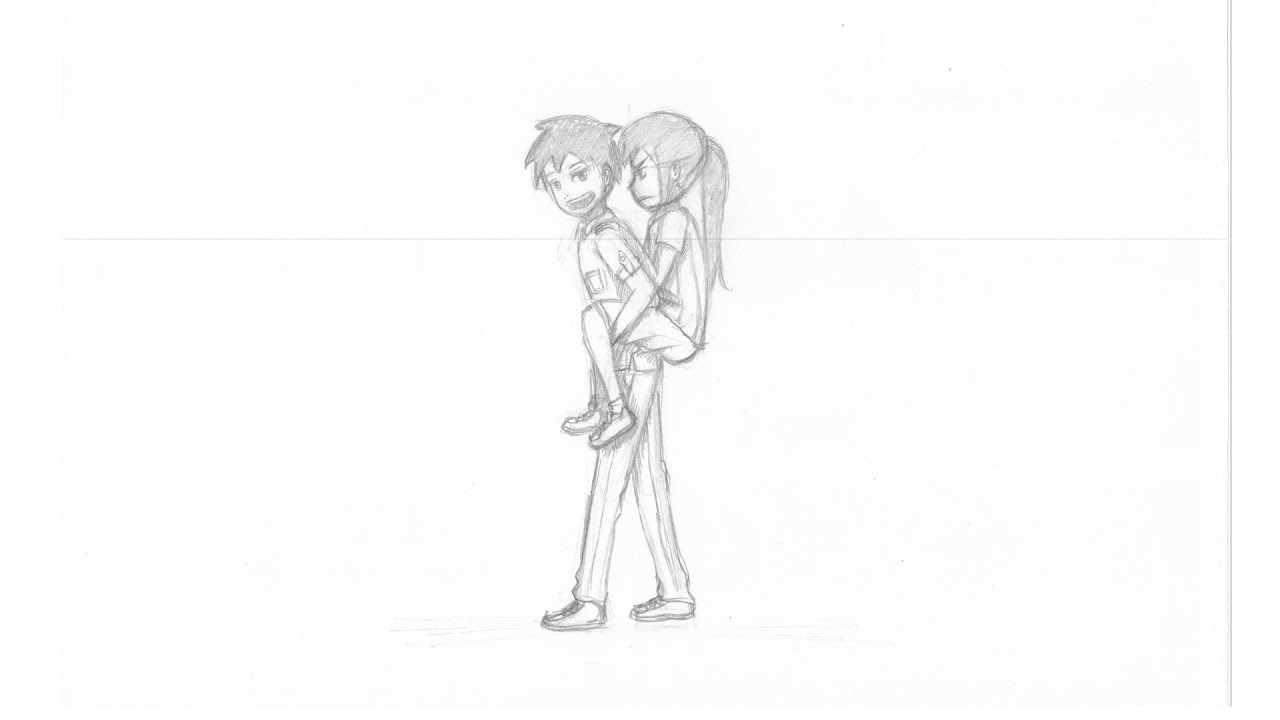 How To Draw A Boy Carrying A Girl On His Back In Anime Slow Narrated Tutorial Youtube