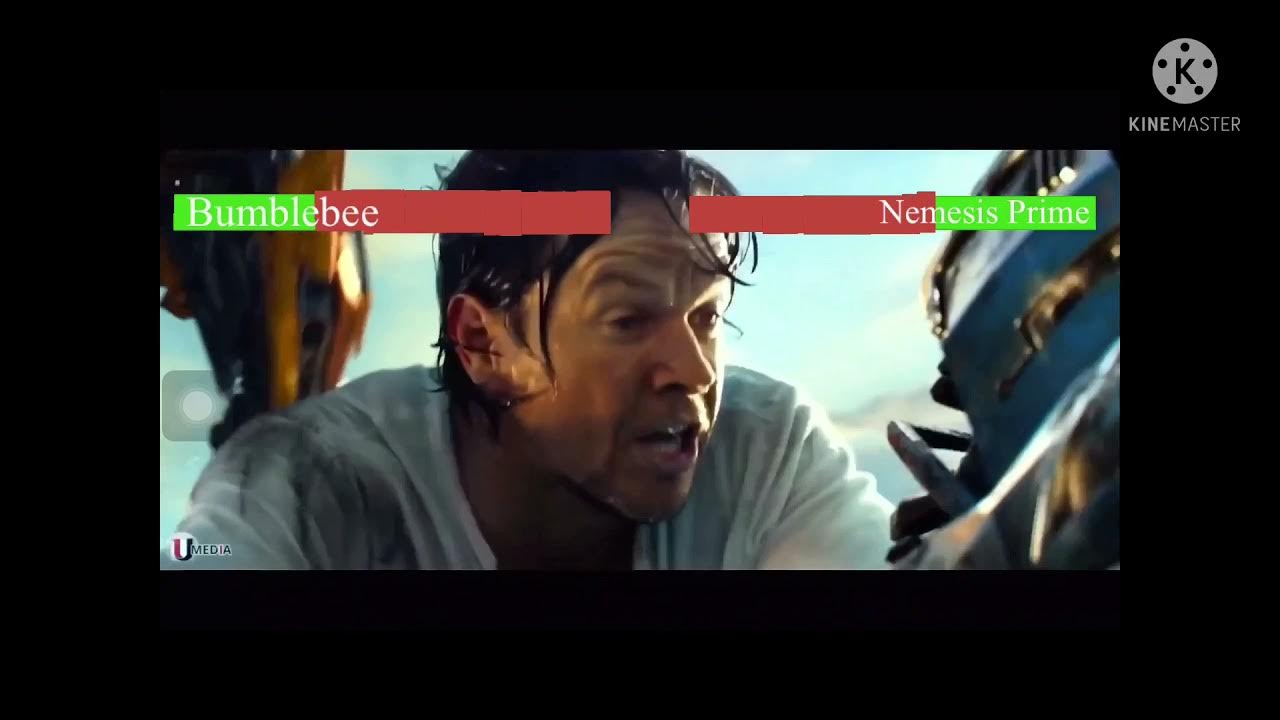 Bumblebee vs. Nemesis Prime battle with healthbars Transformers The