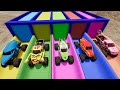 Monster trucks vs slide colors with portal trap  mobil vs train and rails  beamngdrive 32