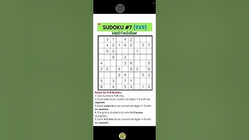 SUDOKU #7 | 9x9 Easy Level Puzzle 🧩 | Brain Teaser Challenge #mathchallenge #brainteasers #sudoku
