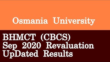 Osmania University BHMCT CBCS Sep 2020 Revaluation UpDated Results