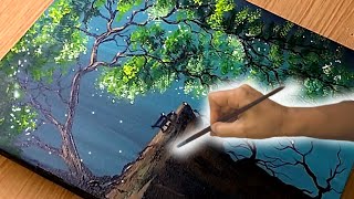 How to Paint a Relaxing Landescape / Idea Acrylic Painting Step by Step for Begnners