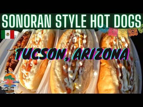 Eating Sonoran Style Mexican Hot Dogs in Tucson Arizona at Tacos y Hot Dogs El Manantial