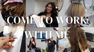 COME TO WORK WITH ME | corrective color, products I use, dark to blonde