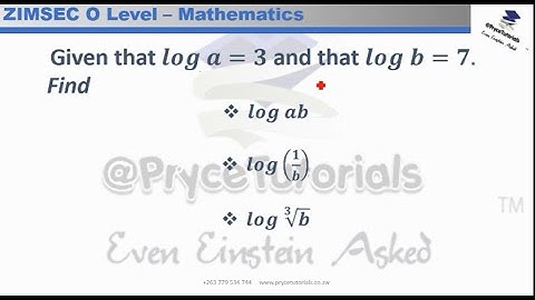 ZIMSEC 2019 O Level Mathematics - Logarithms - Presented by Lesley