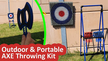 MY Outdoor Backyard Axe Throwing Setup -  EastPoint Sports Axe Throw Kit with Portable stand