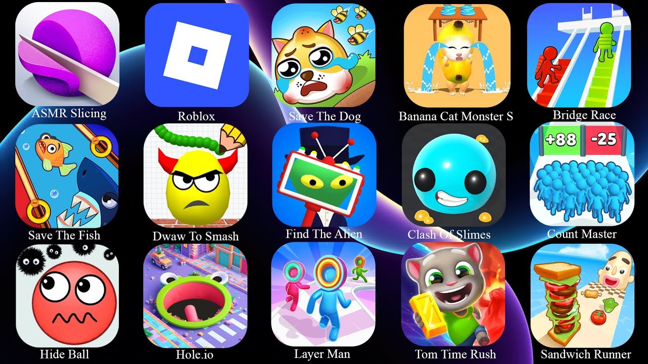 Find The Alien, Roblox, Hide Ball, ASMR Slicing, Draw To Smash, Layer Man, Banana Cat Monster S