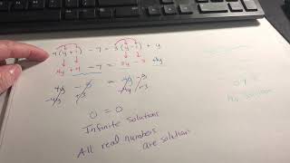 MAT 136 - Solving 1st degree equations - example of all reals or no solution answers
