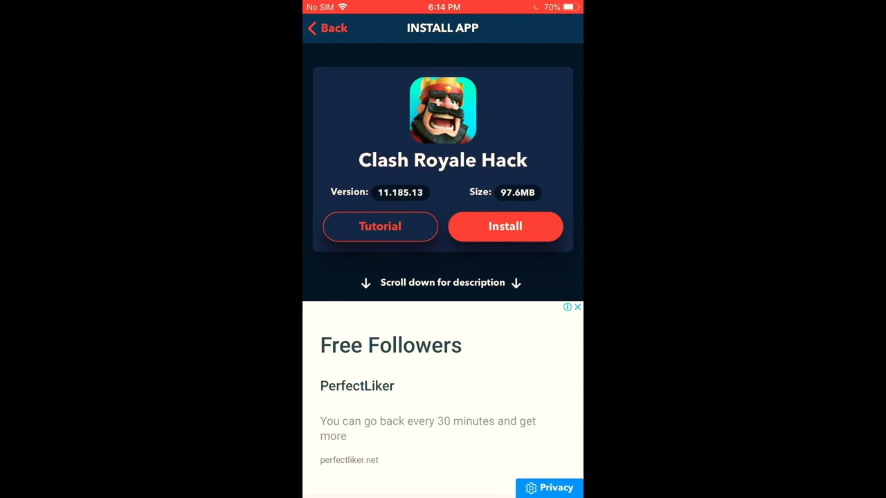 How to download hack version of clash royal in iPhone7+ - 