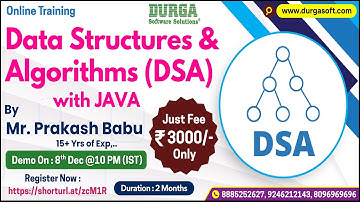 Data Structures & Algorithms with JAVA Online Training @ DURGASOFT