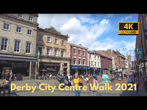 Derby City Centre Walk | 4K HD | 2021| Derbyshire | Virtual Walking Tour  | POV | ASMR | Here We Go