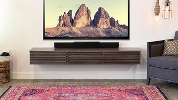 Woodwaves Wall Mount Entertainment Center Floating TV Stand - Lotus Gray 2 Piece