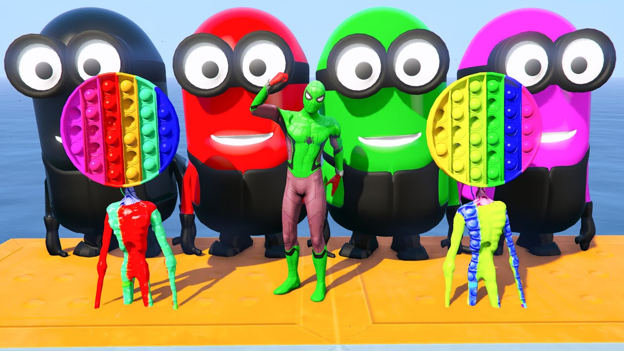 GTA 5 Epic Ragdolls | RED SPIDERMAN VS RED MINION VS GREEN MINION (Euphoria Physics/Funny Fails) #29