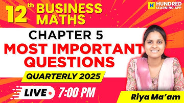 12th Business Maths ch -5 Most important Questions Quarterly 2025 #12thbusinessmaths