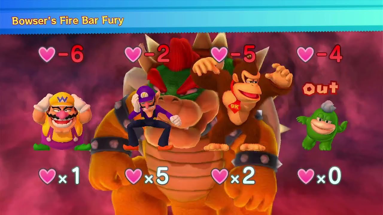 Mario Party 10 Bowser Party - Bowser vs Wario, Waluigi, DK and Spike - Chaos Castle